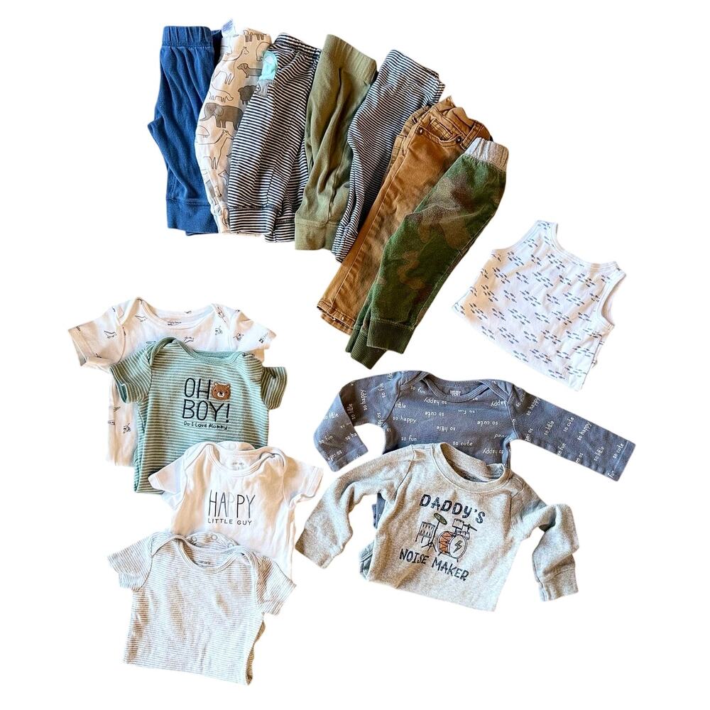 Carter’s baby boy clothes haul 6-9m EUC & NWOT- onsies - jeans - leggings